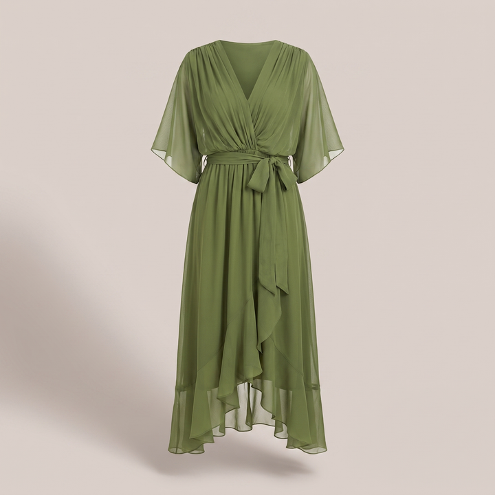ANWEN V-NECK MIDI DRESS