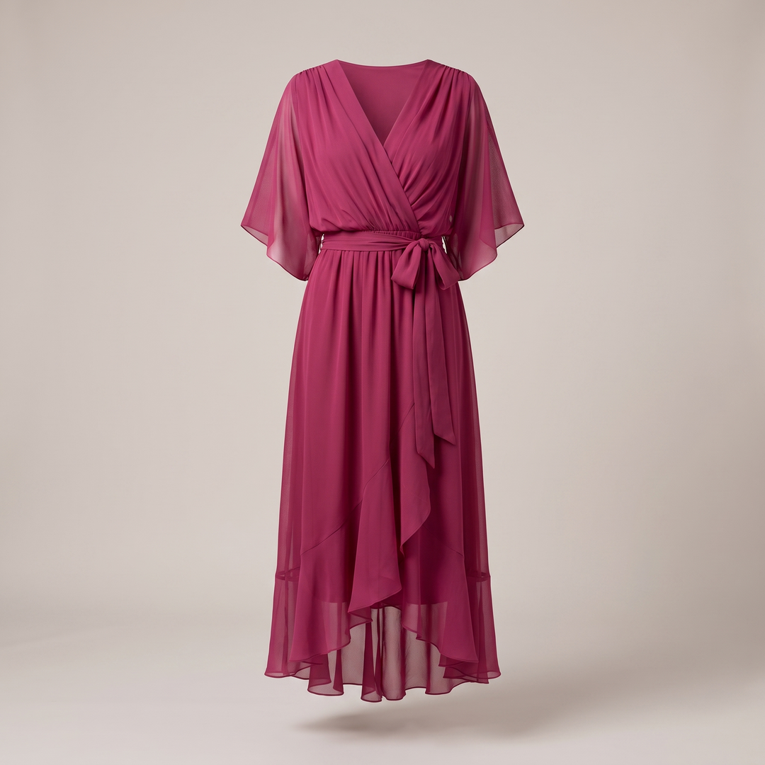 ANWEN V-NECK MIDI DRESS