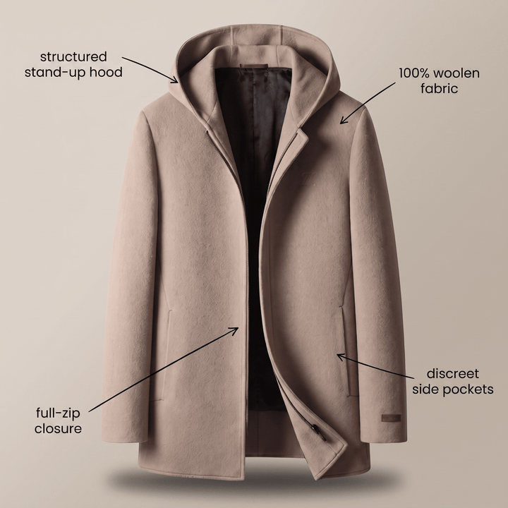 100% WOOLEN HOODED COAT - Avenelle London
