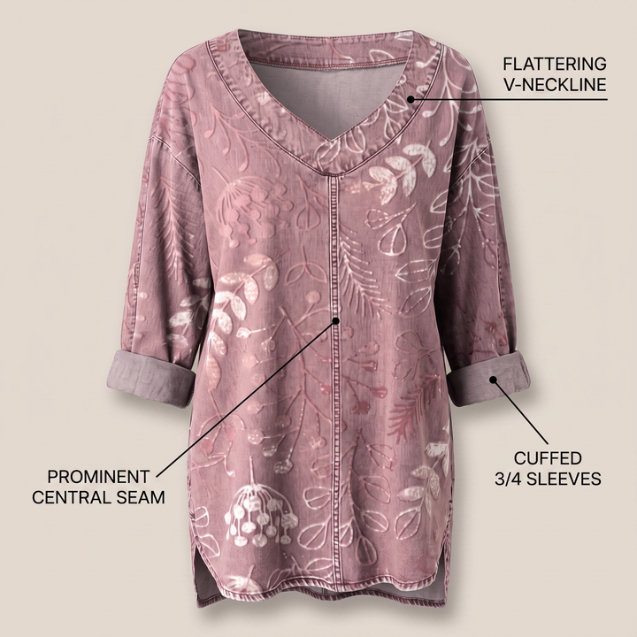 ELVERA LEAF PRINT BLOUSE
