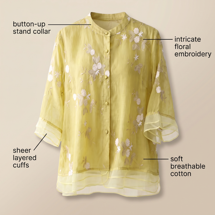 EMILY COTTON TOP WITH EMBROIDERED FLOWERS