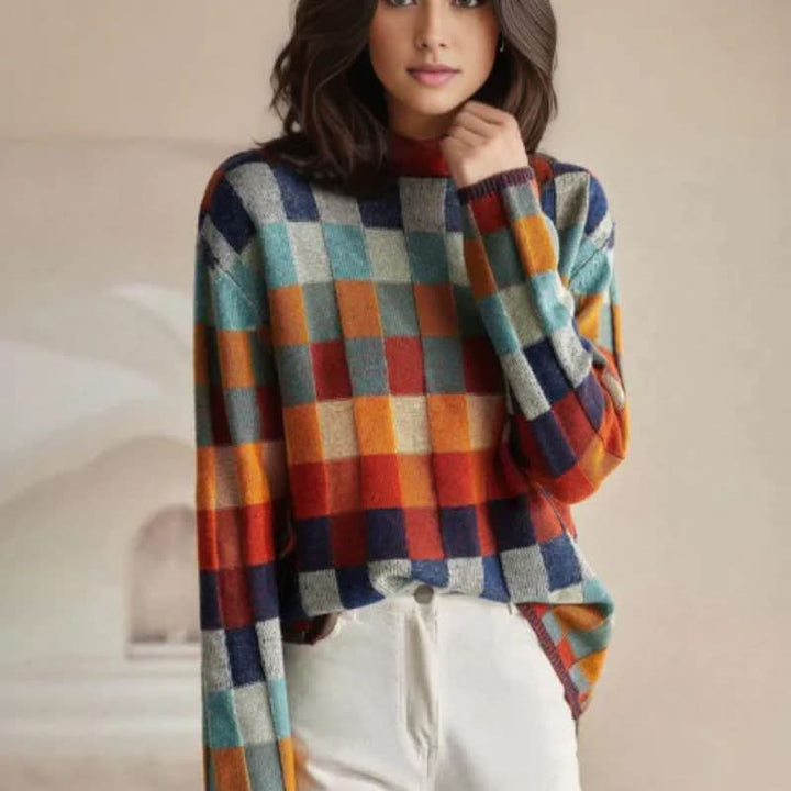 EMMA CHECKED MERINO JUMPER