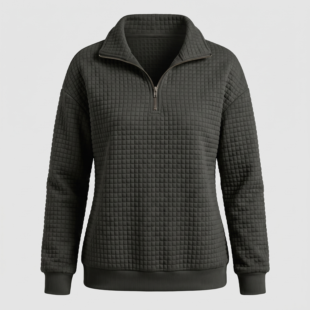 ROSALIE TEXTURED ZIP SWEATER