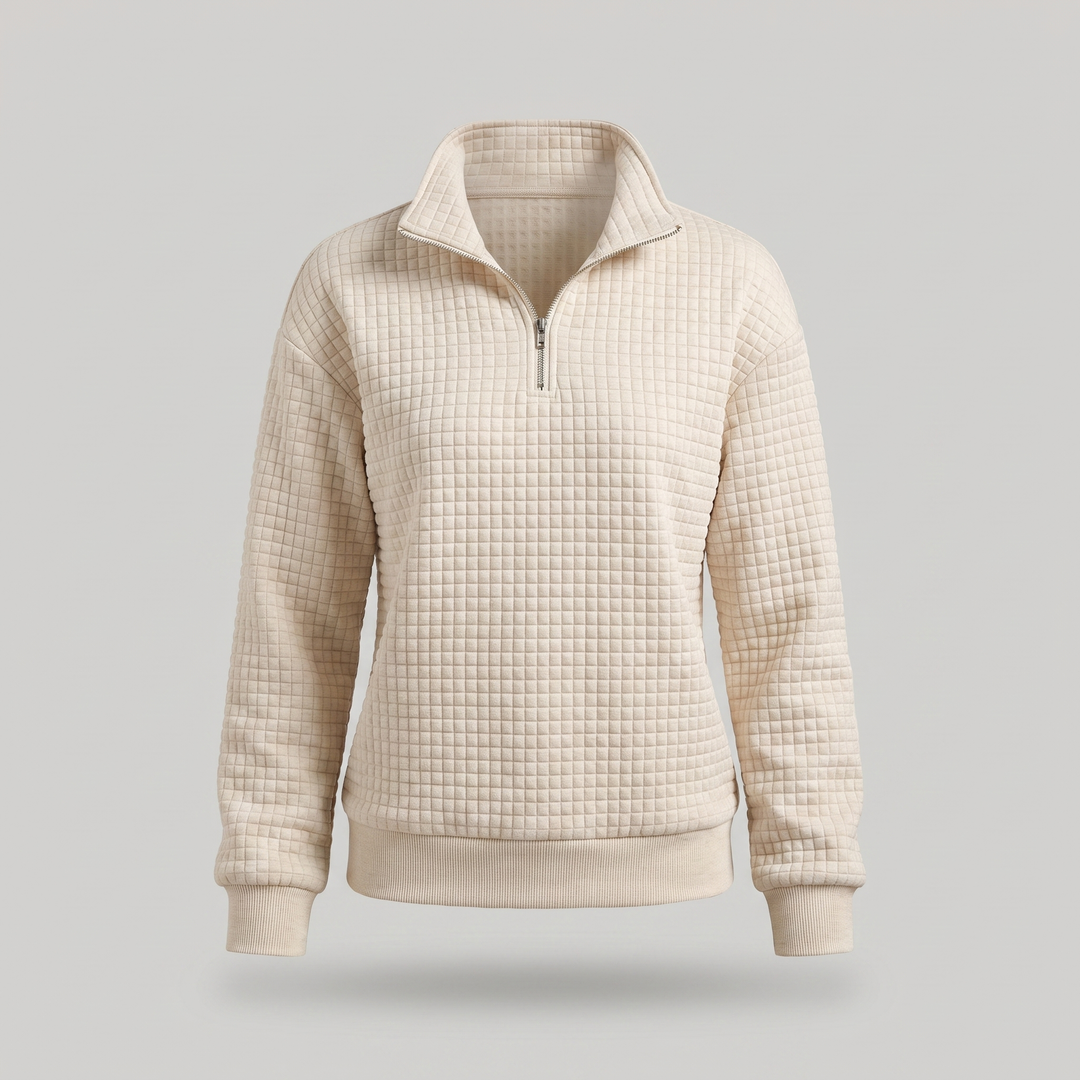 ROSALIE TEXTURED ZIP SWEATER