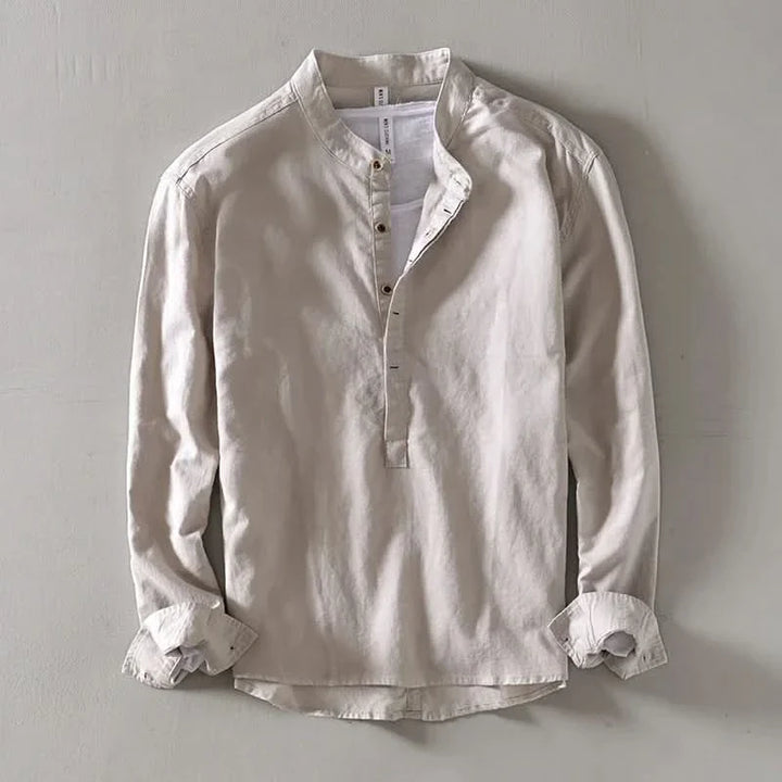 CALLUM LINEN MANDARIN SHIRT