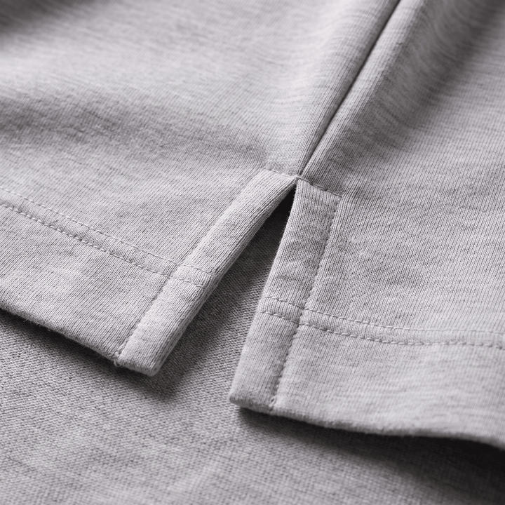 Alison short-sleeve hoodie fabric in grey with stitched cuff and hem