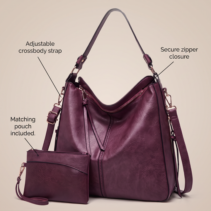 CAMELLIA LEATHER HOBO BAG