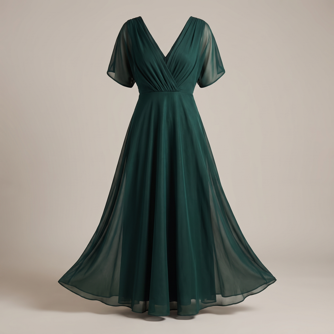 GRACEFUL V-NECK PARTY DRESS