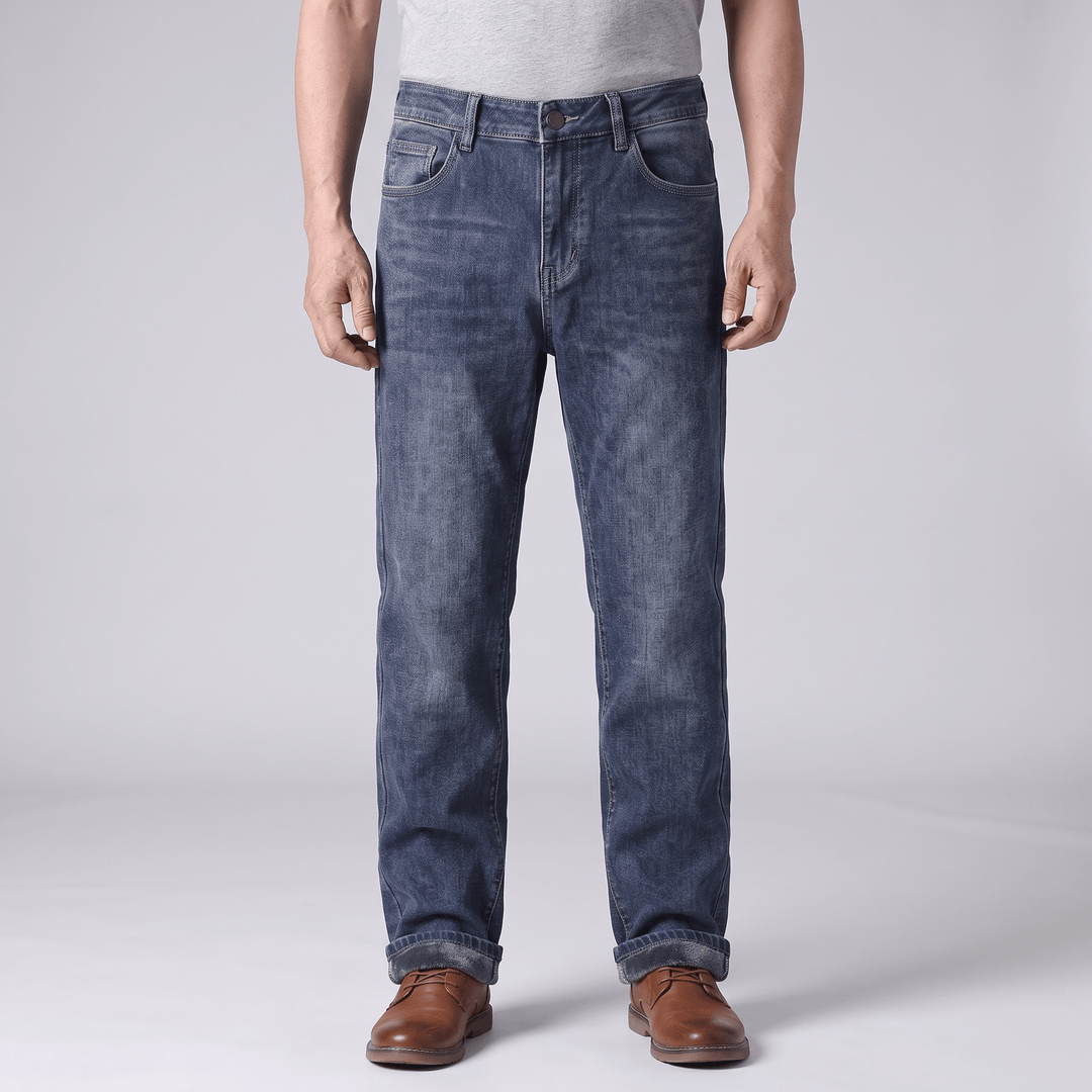 Grangefield lined denim jeans, blue wash, straight leg with front pockets