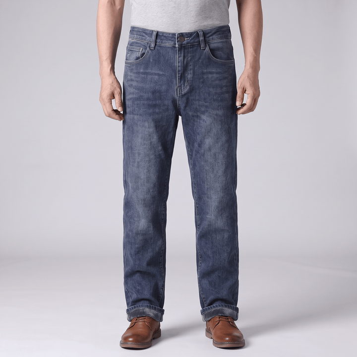 Grangefield lined denim jeans, blue wash, straight leg with front pockets