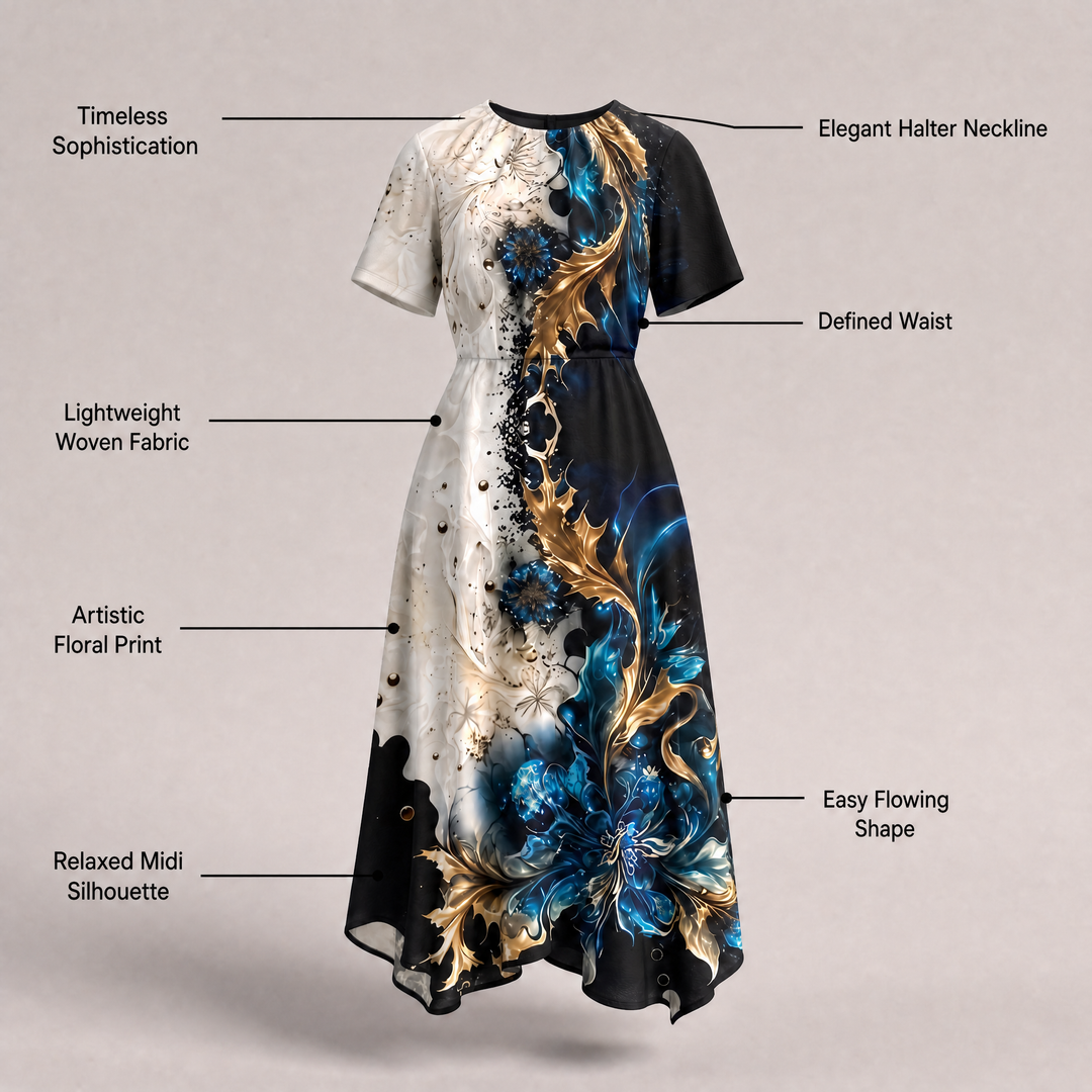 LEANDRIA RELAXED FLORAL MIDI DRESS