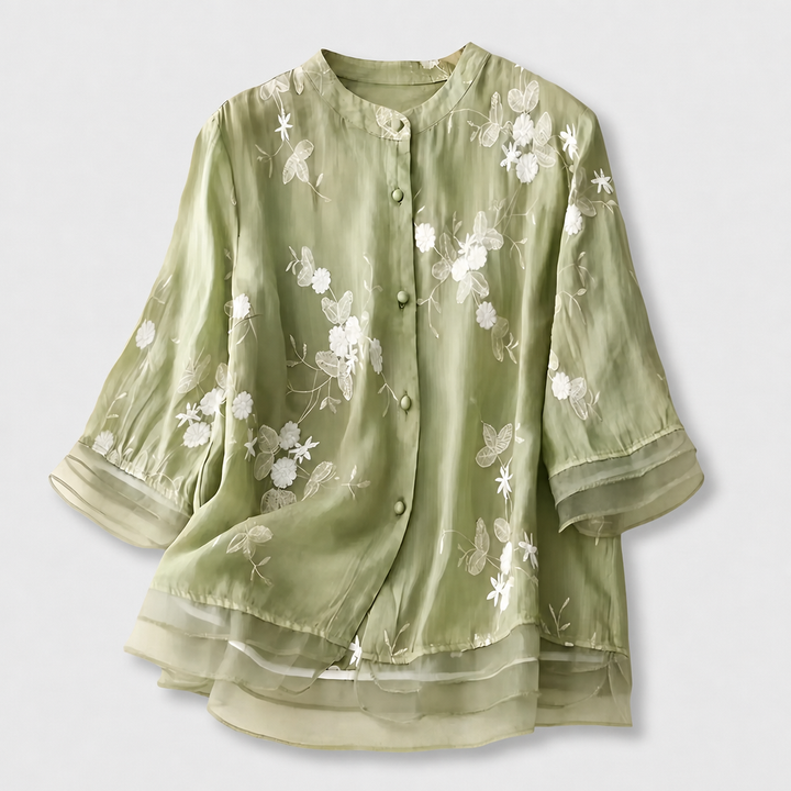 EMILY COTTON TOP WITH EMBROIDERED FLOWERS