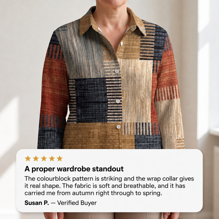 RETRO COLOR BLOCK BLOUSE