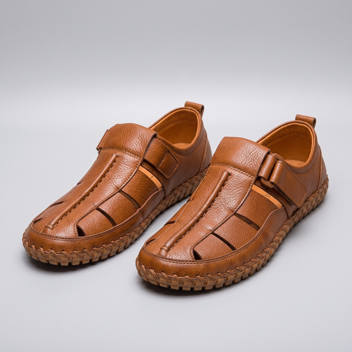KIRKHAM CAGE-WEAVE LEATHER SANDALS