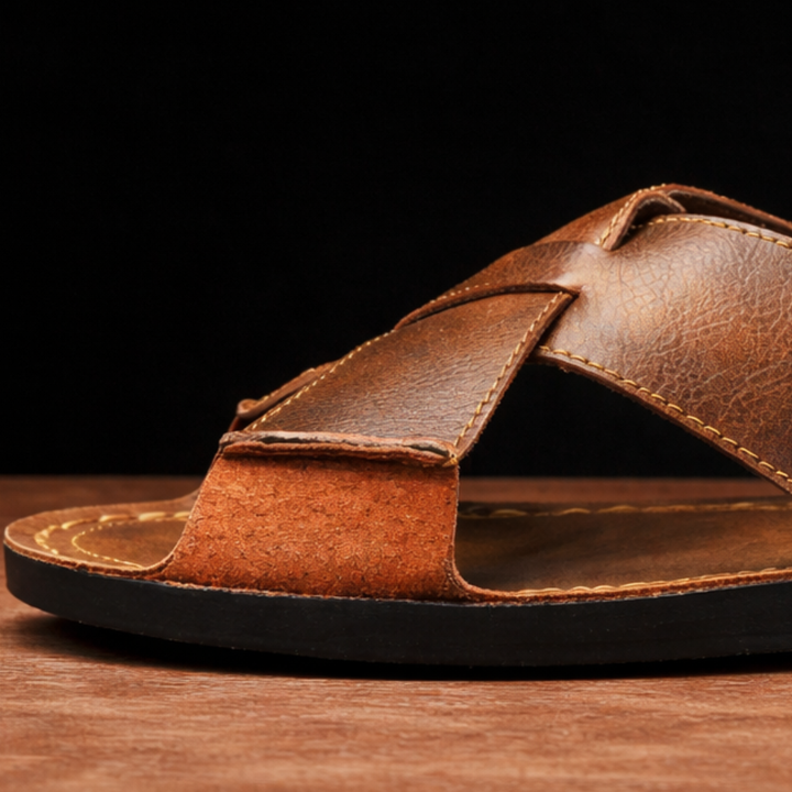 LUCA LEATHER SLIDES